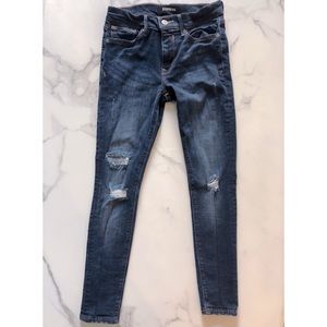 Express Mid Rise Distressed Skinny Jeans